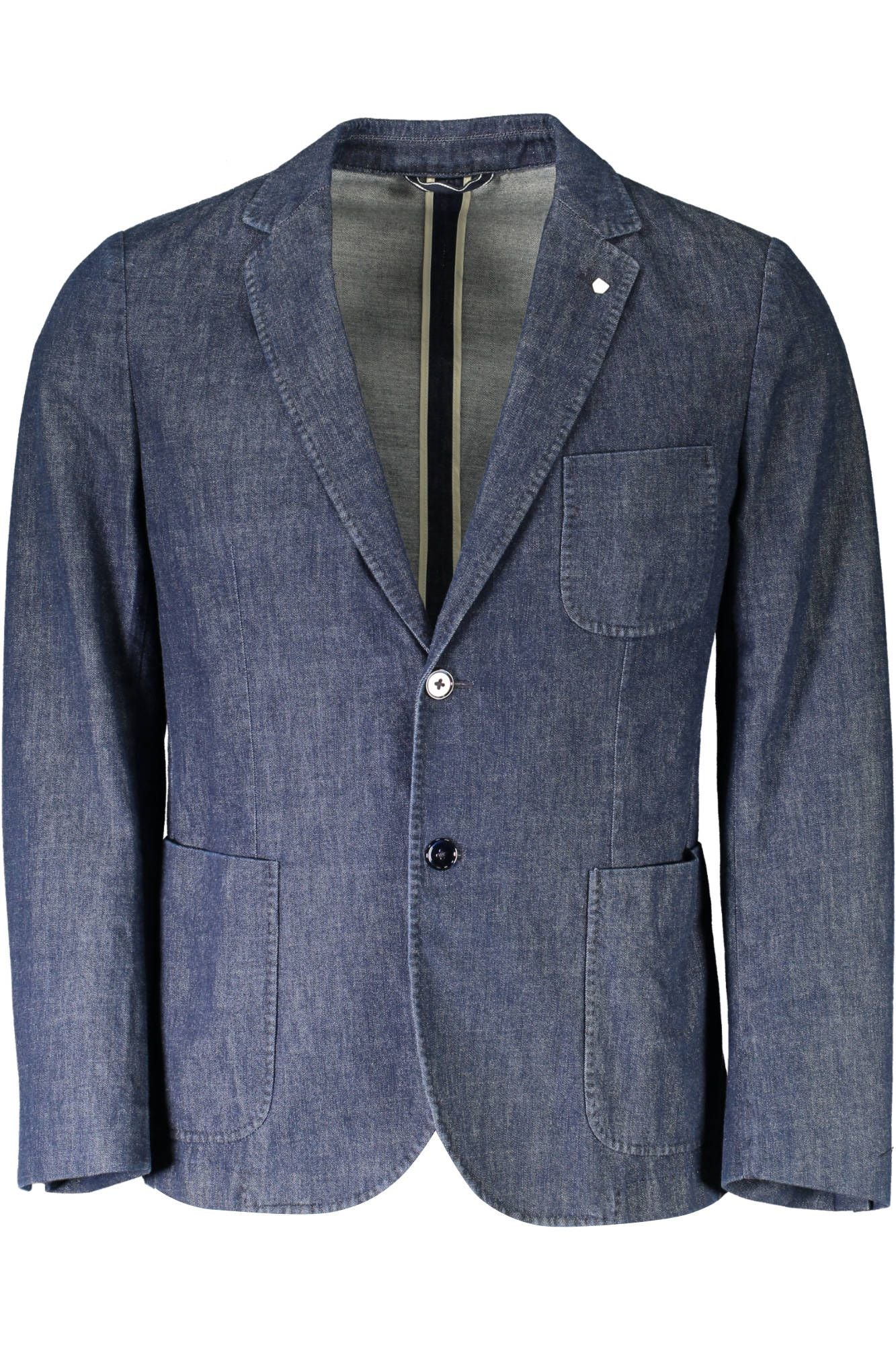 Blue Cotton Men Jacket