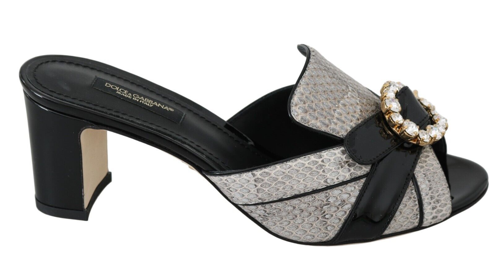 Crystal-Embellished Exotic Leather Sandals