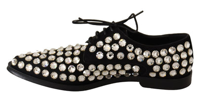 Elegant Crystal-Embellished Lace-Up Flats