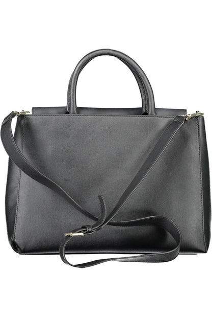 Black Polyvinylchloride Women Handbag