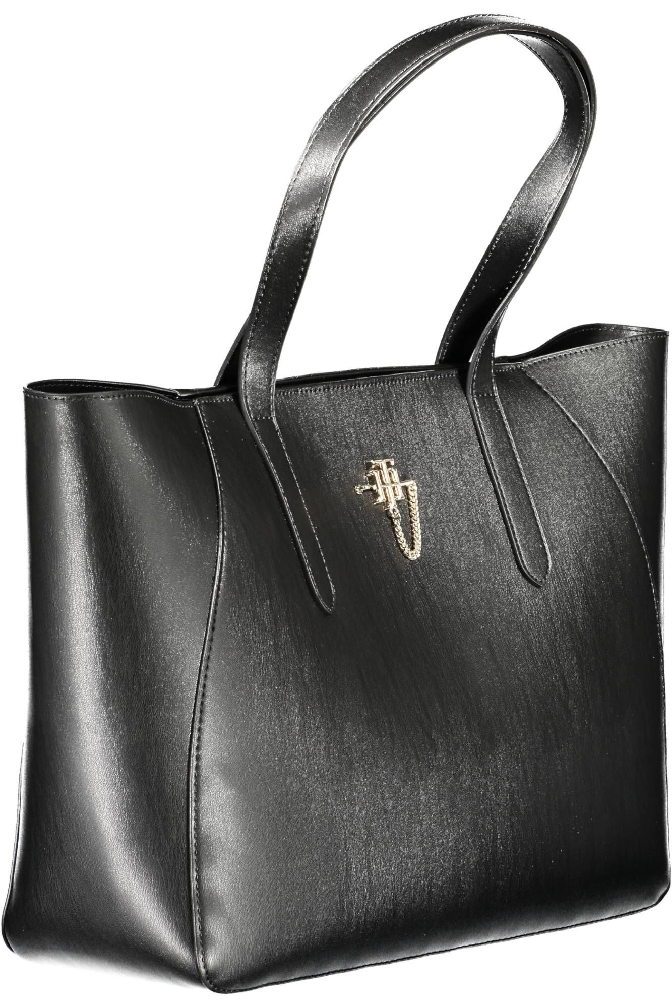 Elegant Black Shoulder Bag with Contrasting Details