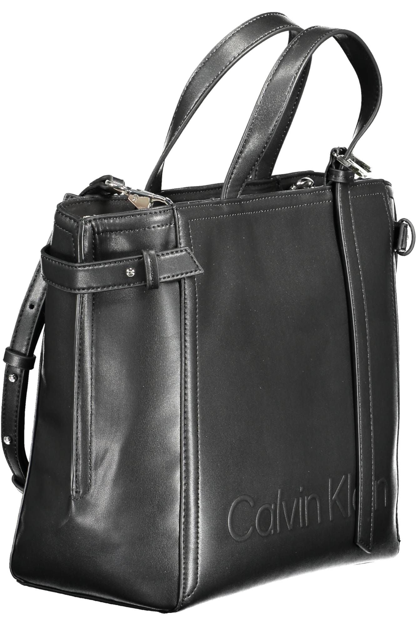 Black Polyester Women Handbag