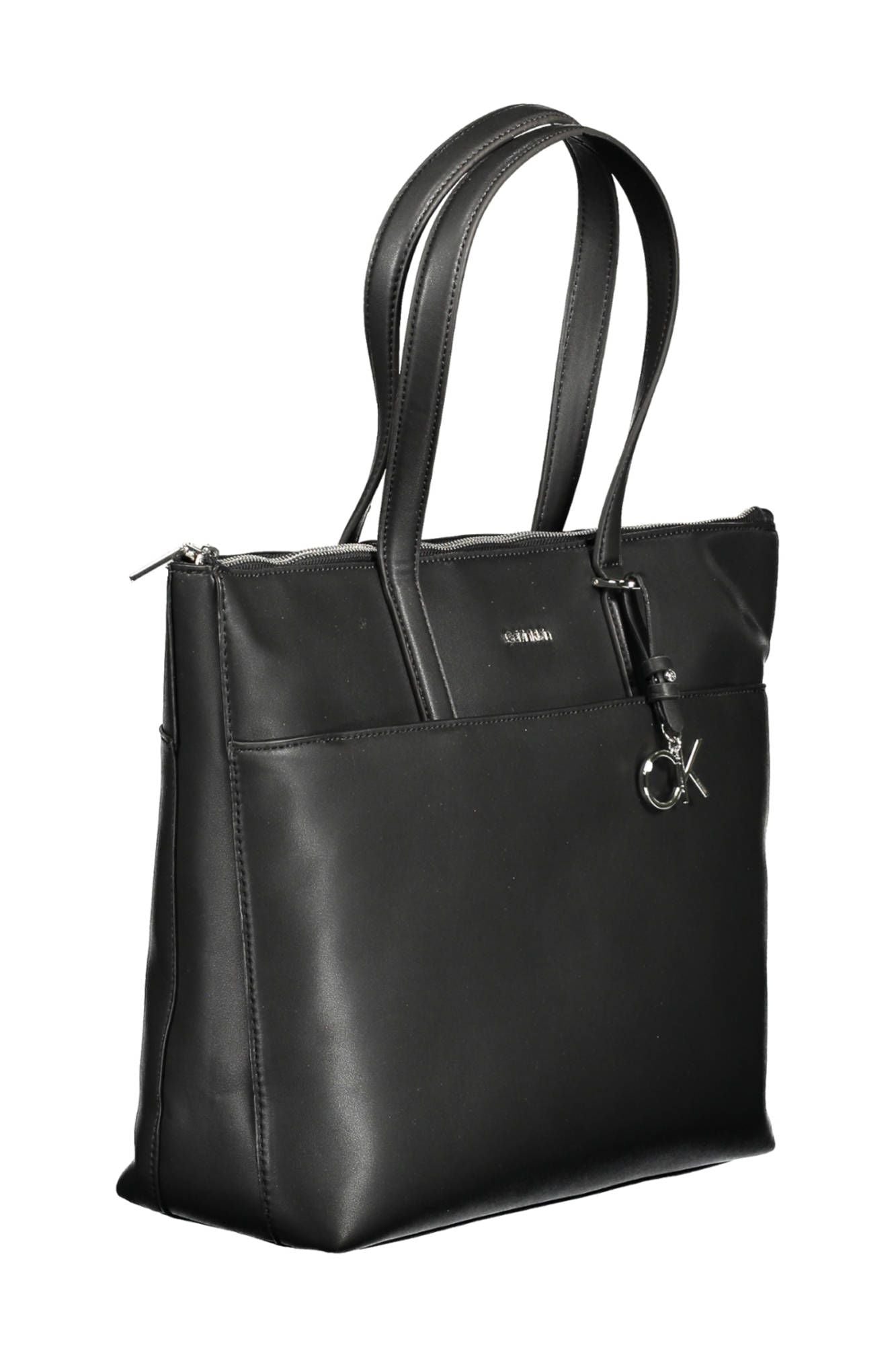 Black Polyester Women Handbag