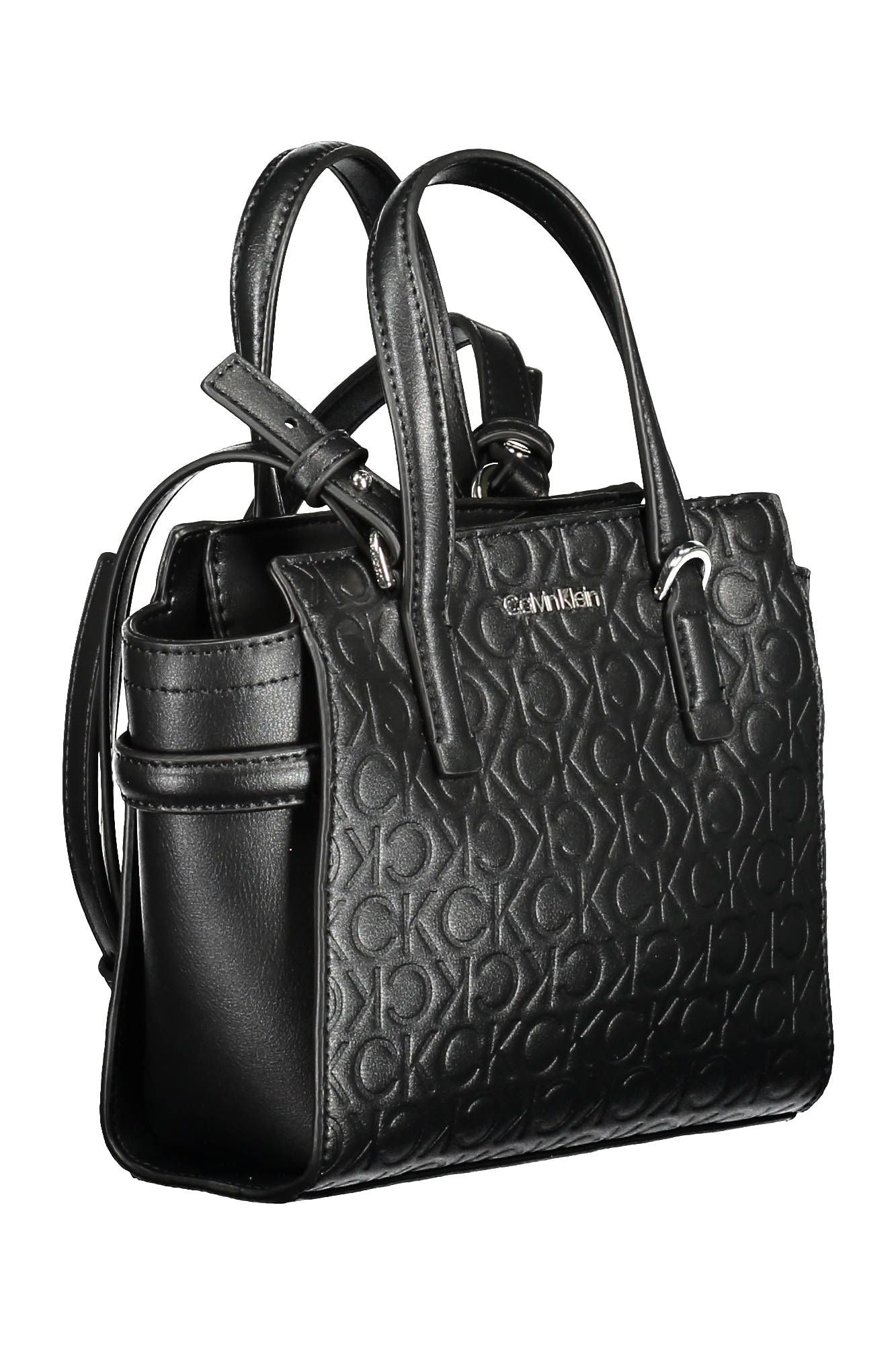 Black Polyester Women Handbag