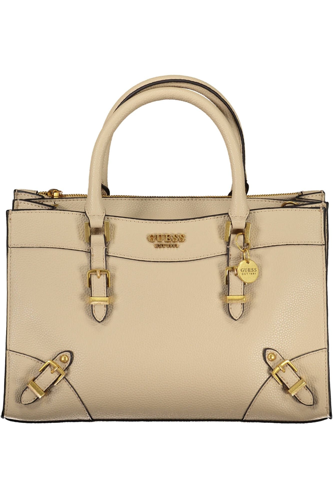 Beige Polyethylene Women Handbag