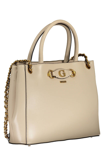 Beige Polyethylene Women Handbag