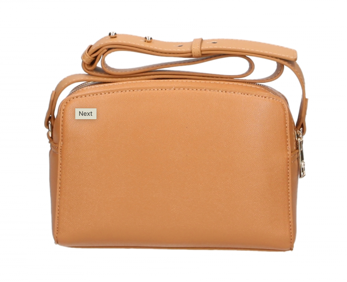 Chic Camel-Toned Crossbody with Double Zip Closure