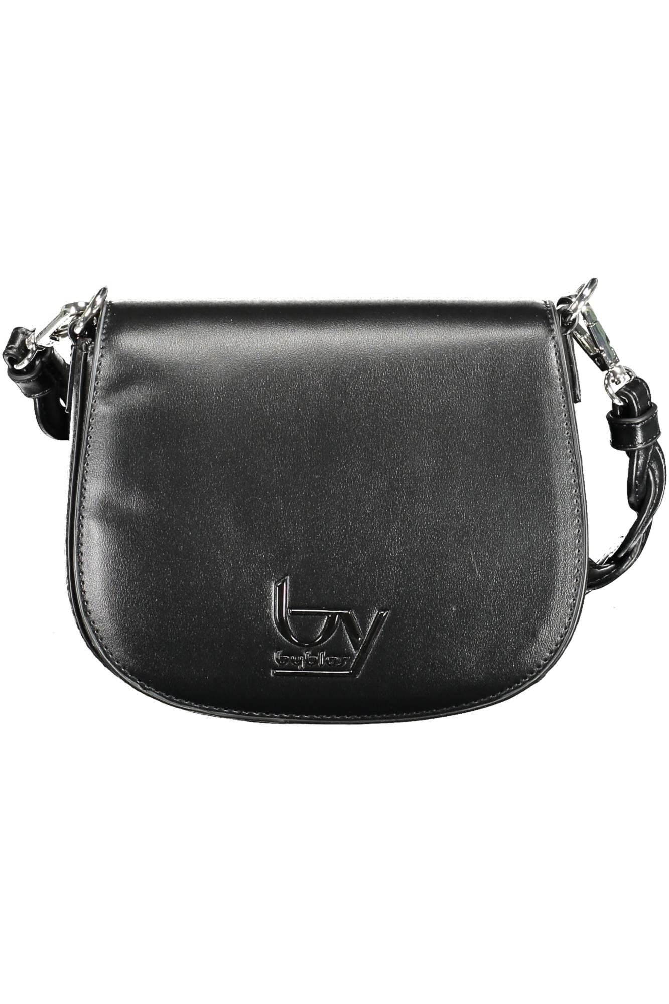 "Black PVC Women Handbag with Adjustable Shoulder Strap"