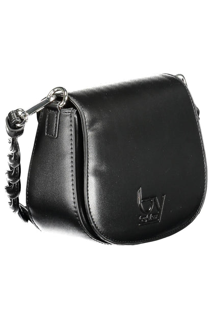 "Black PVC Women Handbag with Adjustable Shoulder Strap"