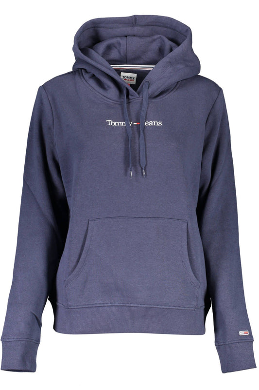 Chic Blue Hooded Sweatshirt with Embroidery Detail