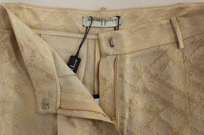 Exclusive Beige Brocade Above Knee Shorts