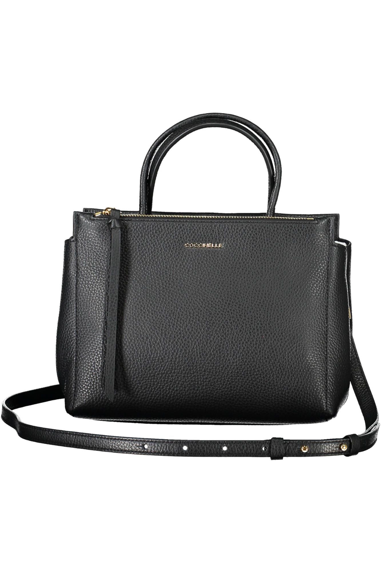 Elegant Black Leather Handbag With Versatile Straps