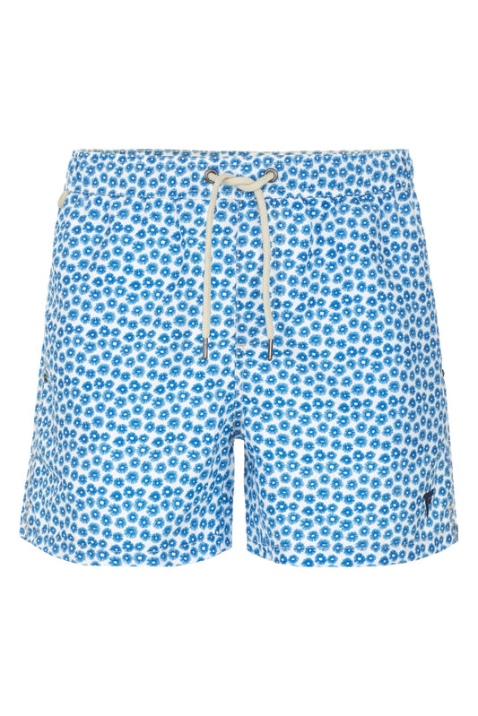 Light Blue Polyester Men Swim Short