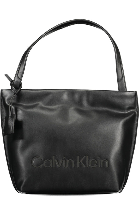 Black Polyester Women Handbag