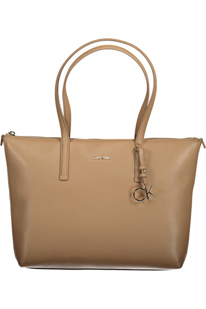 Beige Polyester Women Handbag