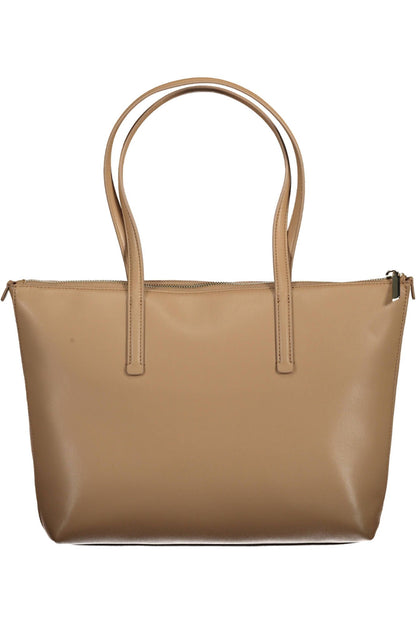 Beige Polyester Women Handbag