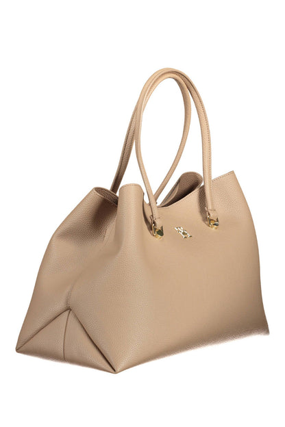 Beige Polyester Women Handbag