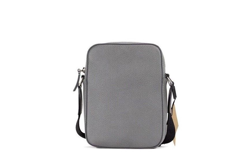 Thornton Small Grey Embossed Logo Grainy Leather Crossbody Handbag