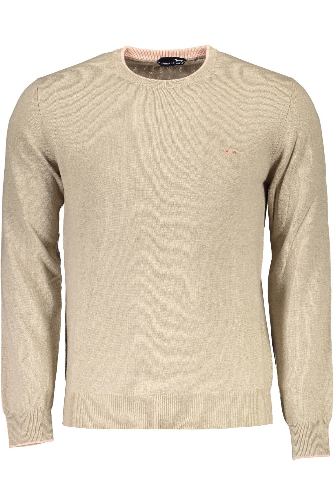 Beige Wool Men Sweater