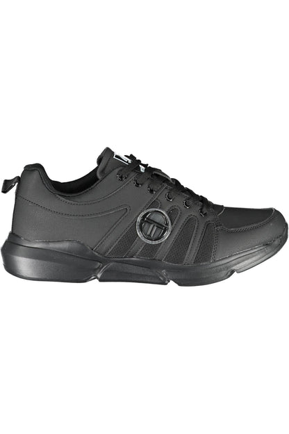 Sleek Black Sports Sneakers with Contrasting Details