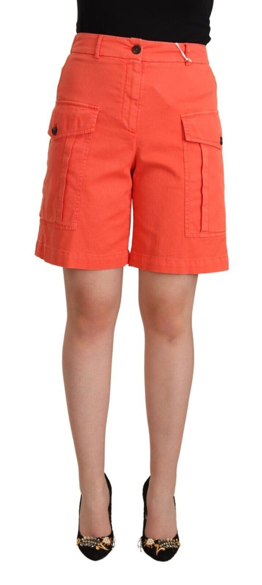 Chic High-Waisted Cargo Shorts in Vibrant Orange