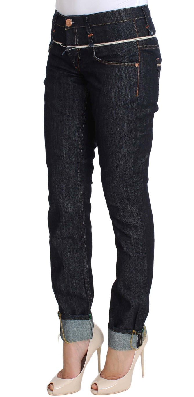 Elegant Straight Leg Dark Blue Jeans