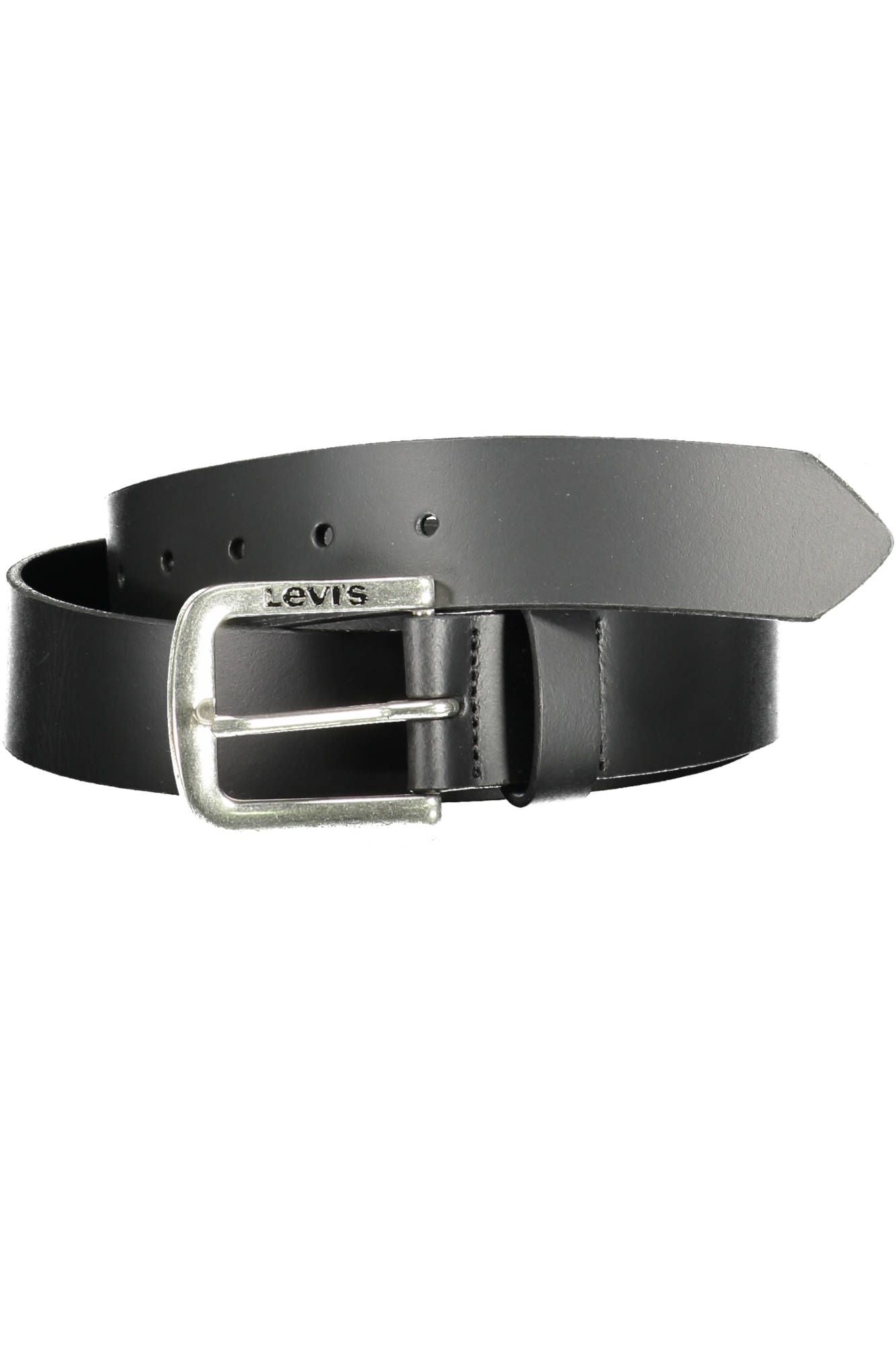 Elegant Black Leather Belt with Metal Buckle