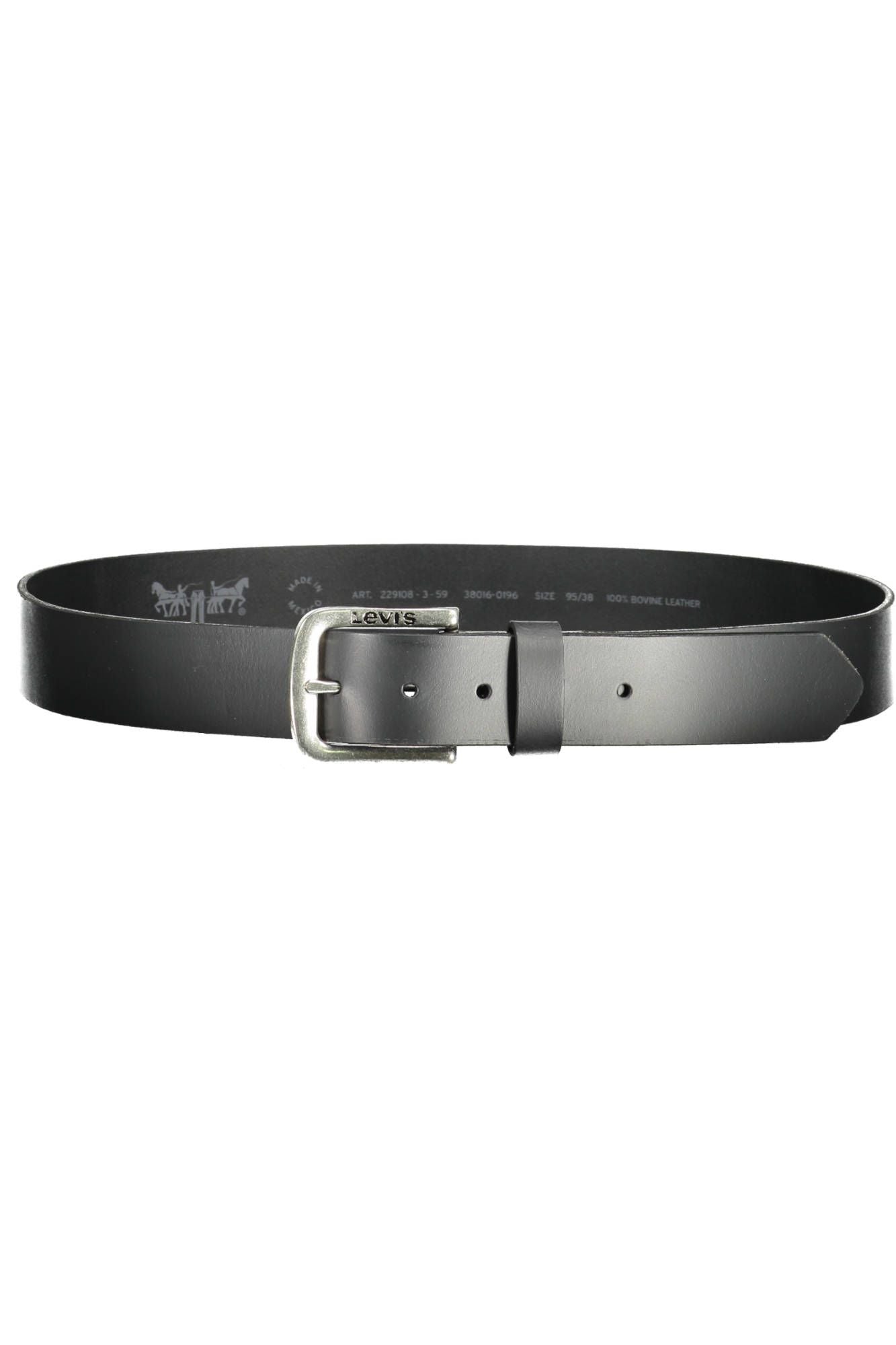 Elegant Black Leather Belt with Metal Buckle