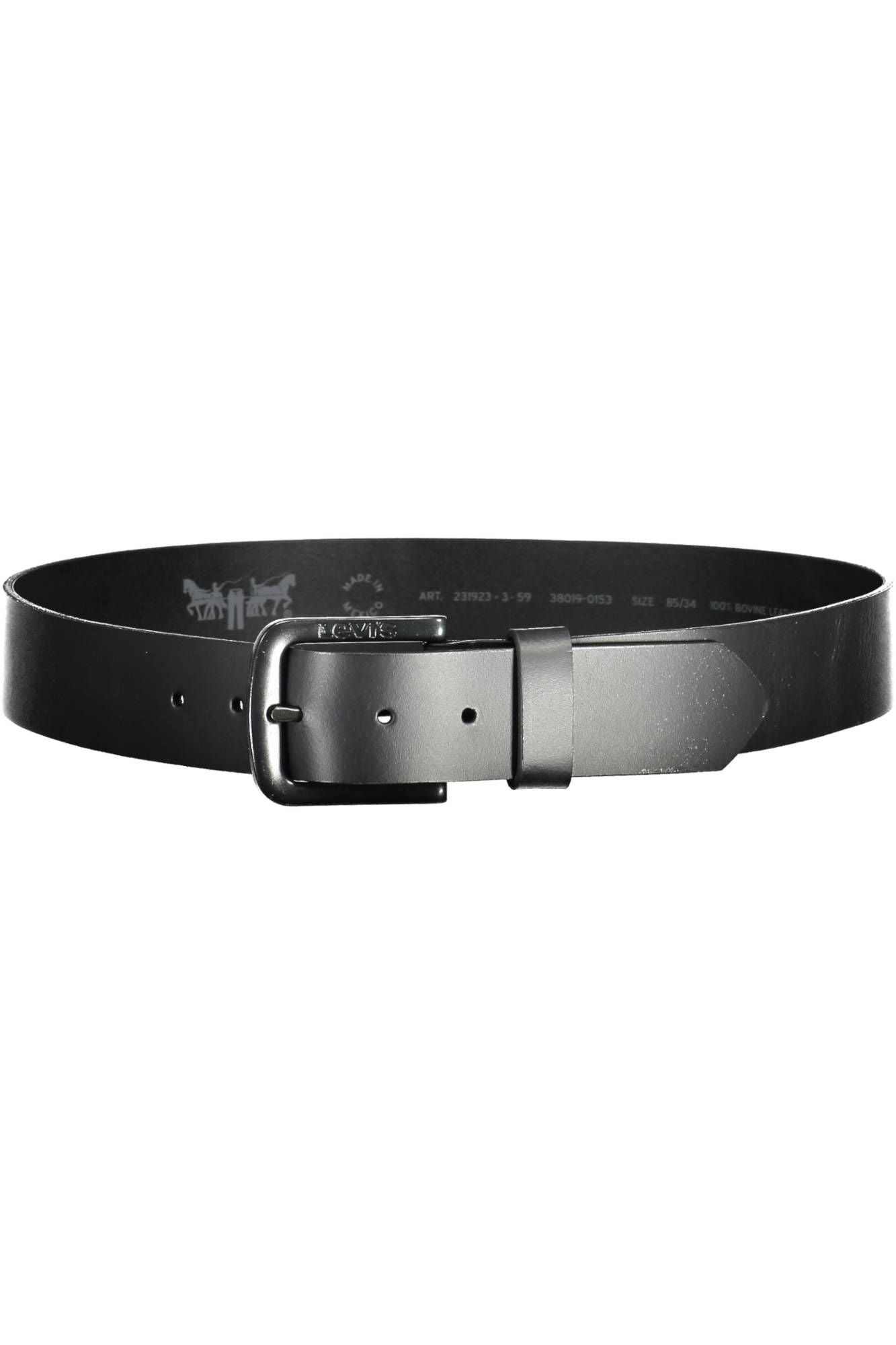 Elegant Black Leather Belt with Metal Buckle