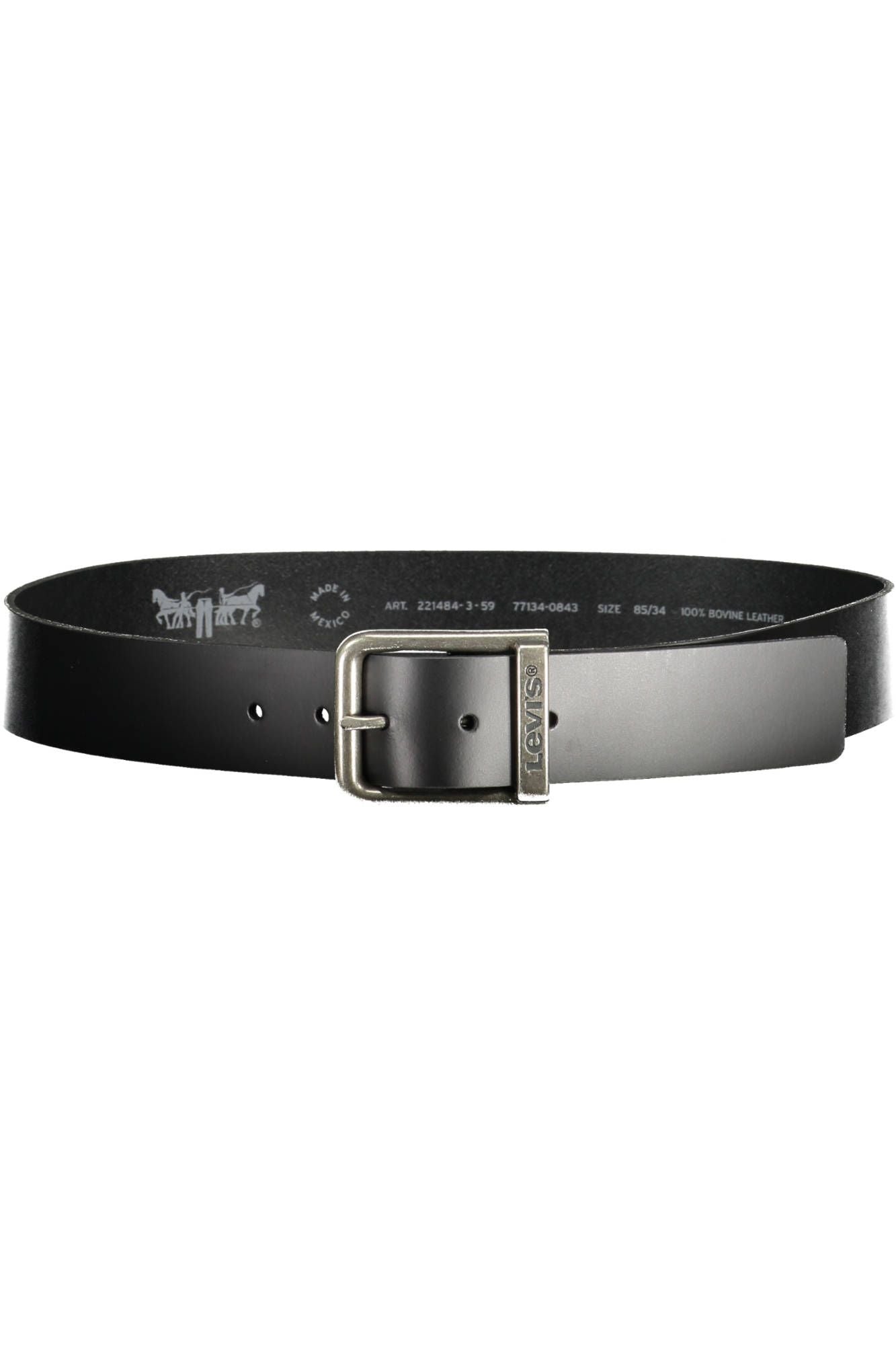 Sleek Black Leather Belt with Metal Buckle