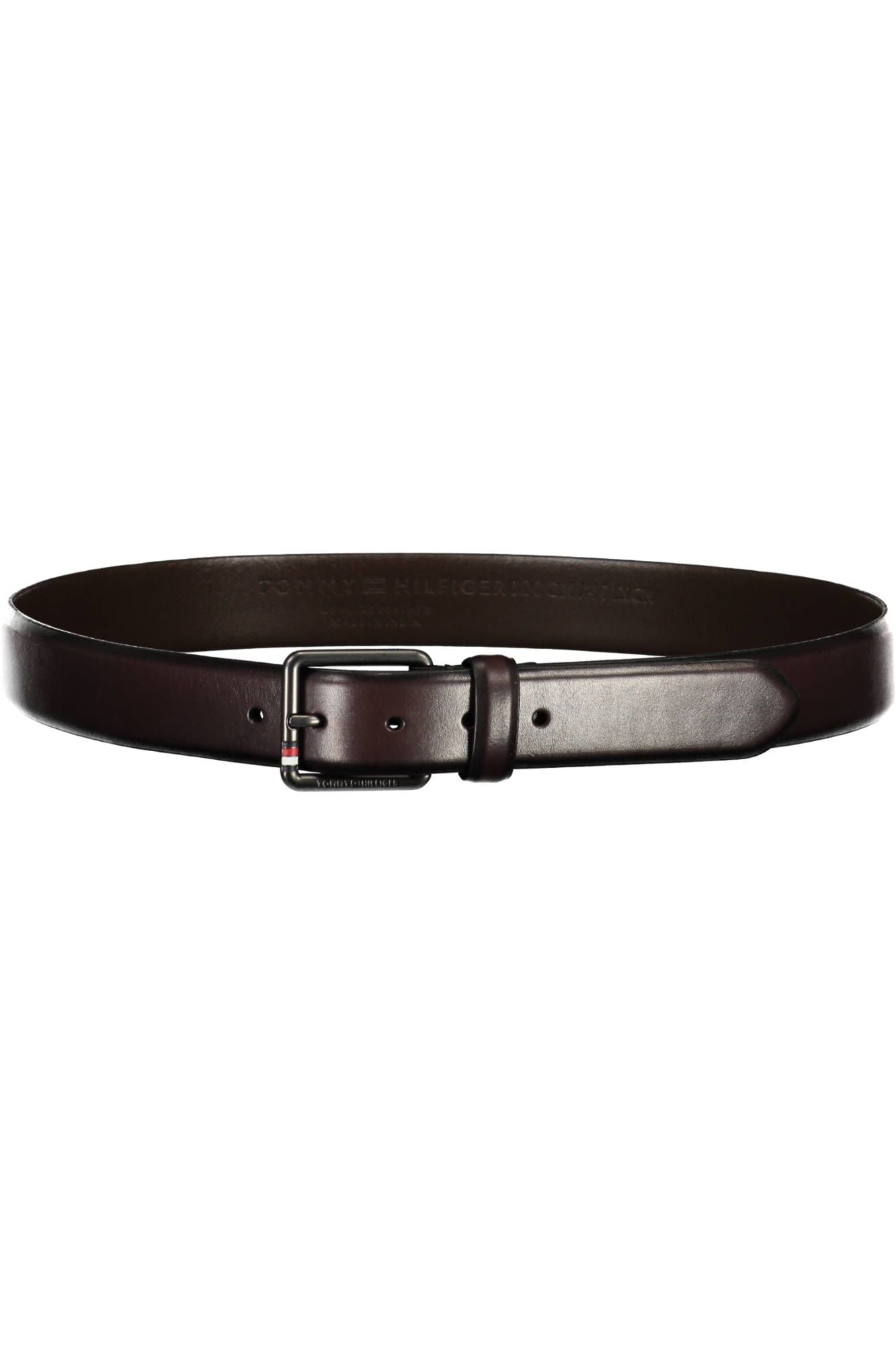 Elegant Brown Leather Belt with Metal Buckle