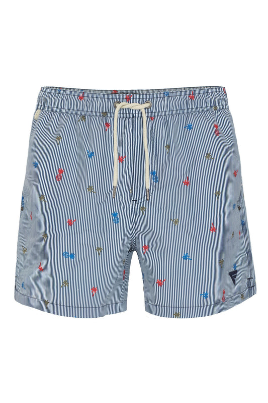 Light Blue Polyester Men Swim Short