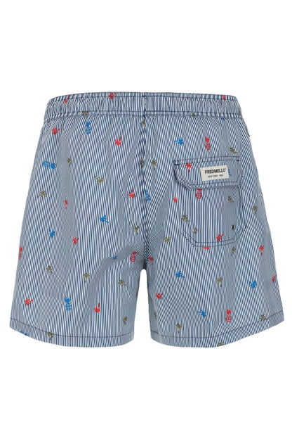 Light Blue Polyester Men Swim Short