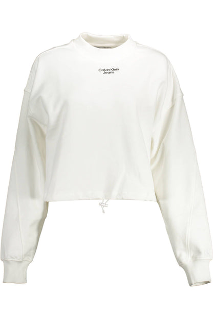 Elegant White Cotton Sweatshirt with Chic Details