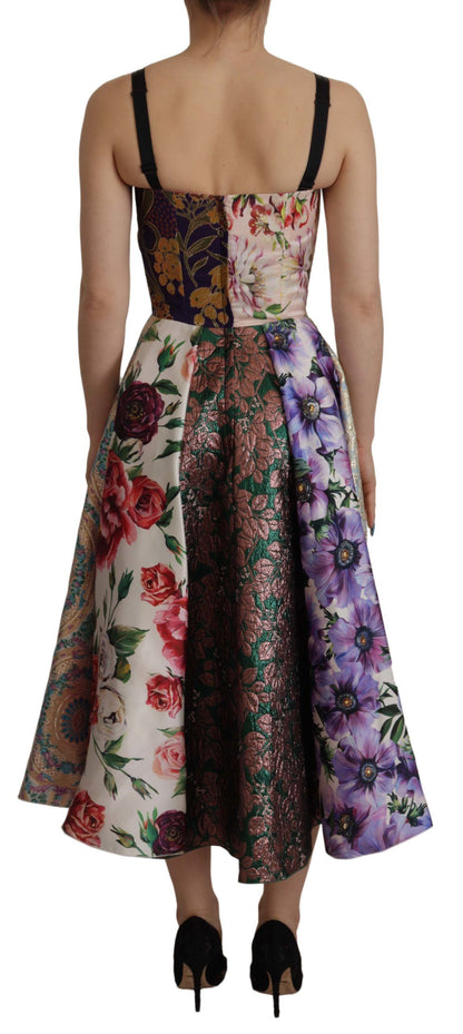 Patchwork Elegance Silk Blend Dress