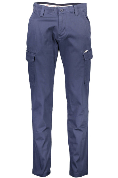 Blue Cotton Men Trouser