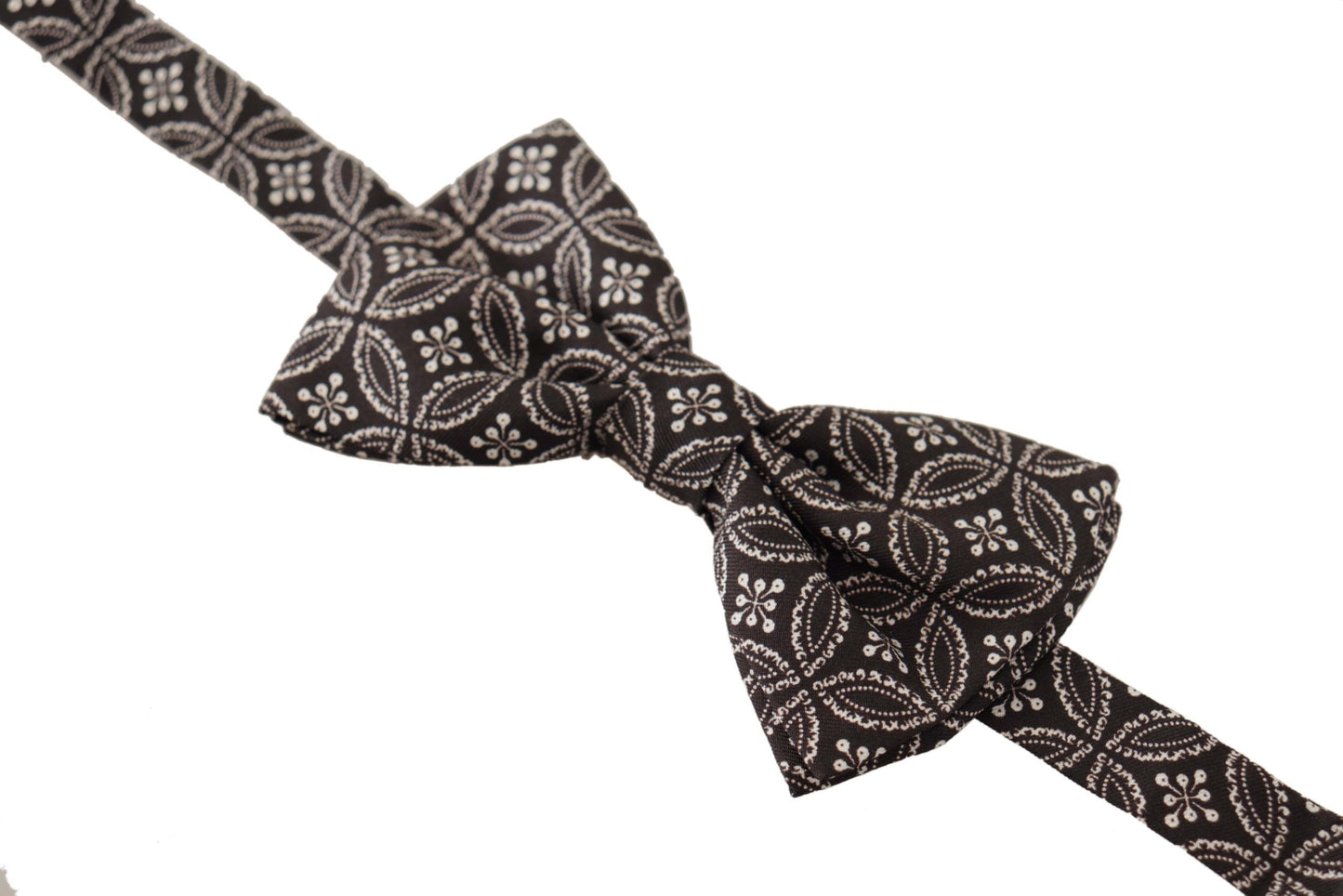 Elegant Black and White Silk Bow Tie