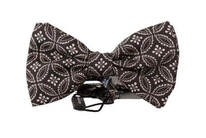 Elegant Black and White Silk Bow Tie