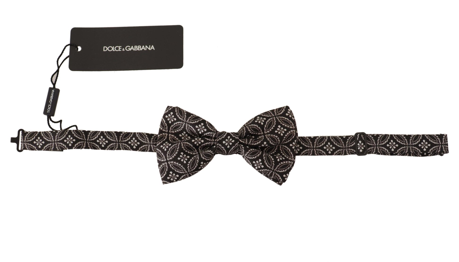 Elegant Black and White Silk Bow Tie