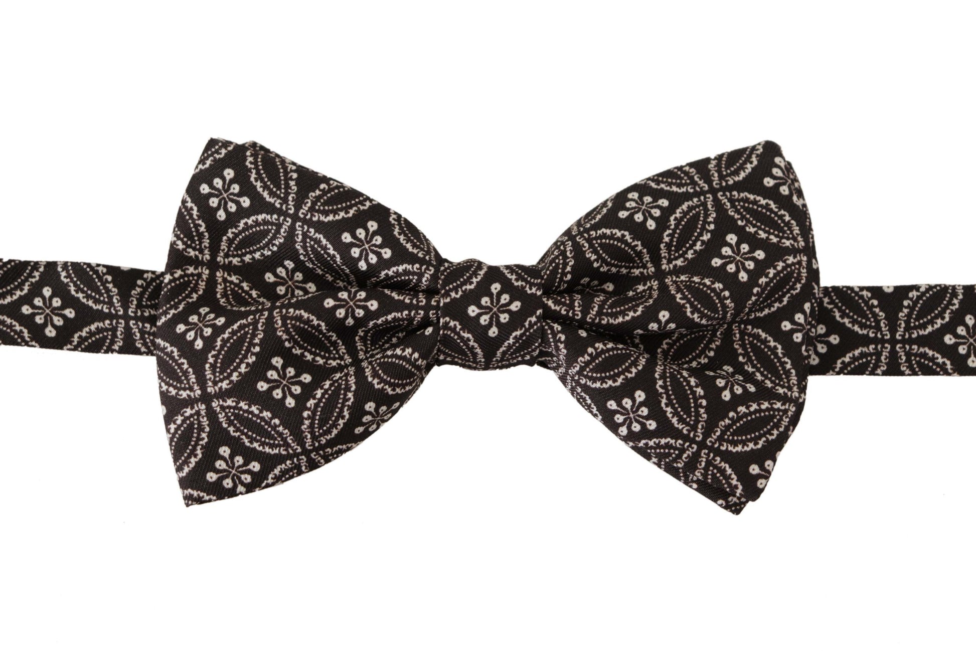 Elegant Black and White Silk Bow Tie