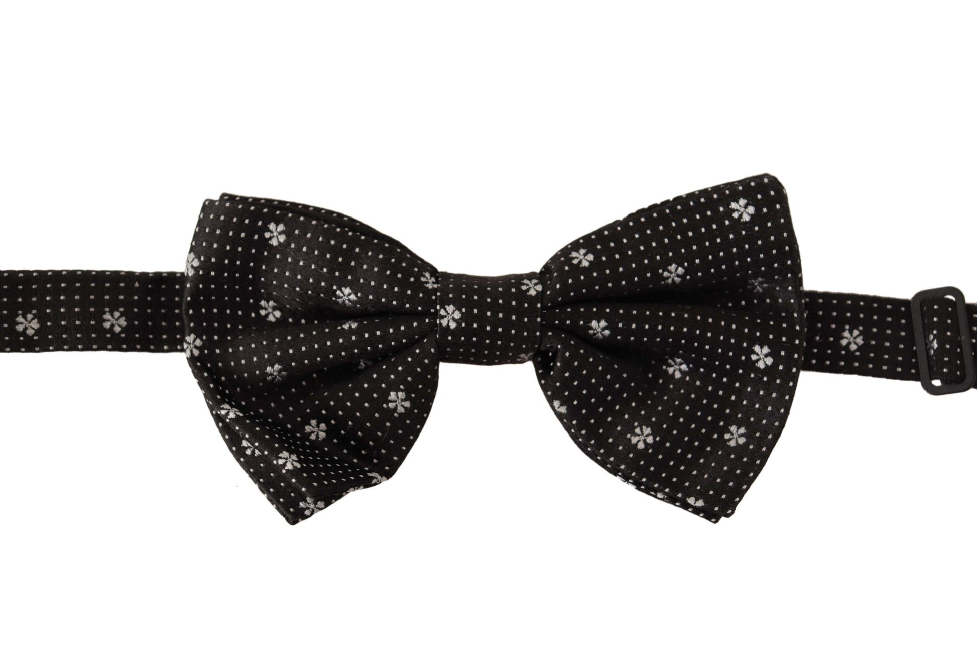 Elegant Black Silk Polka Dot Bow Tie