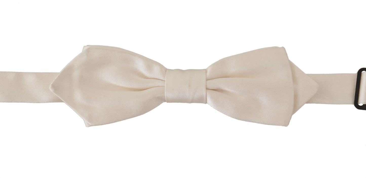 Elegant White Silk Bow Tie