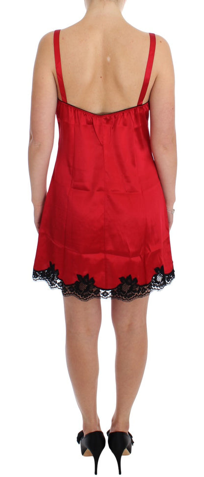 Red Silk Lace Chemise Dress