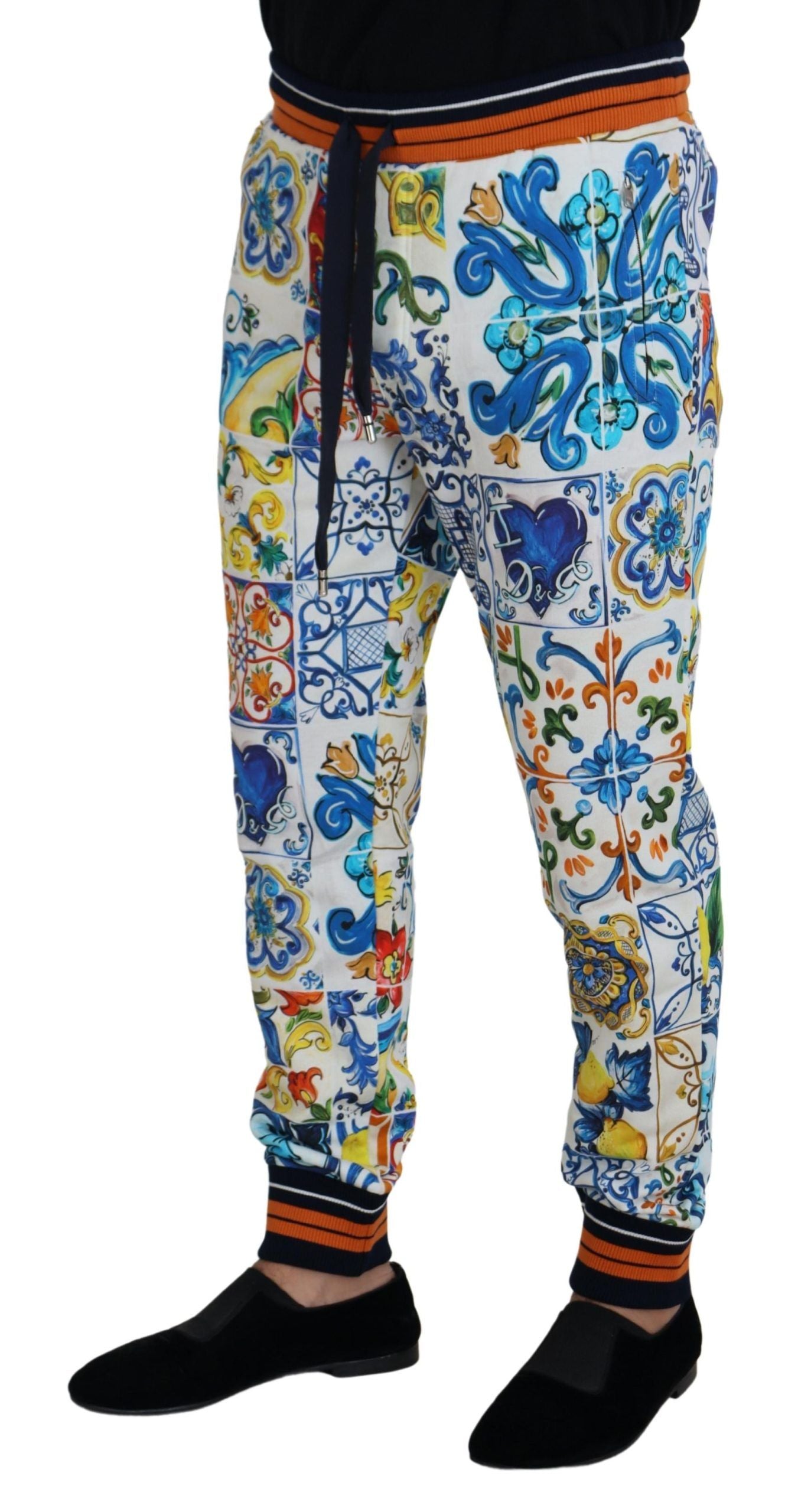 Multicolored Majolica Print Gym Sweatpants