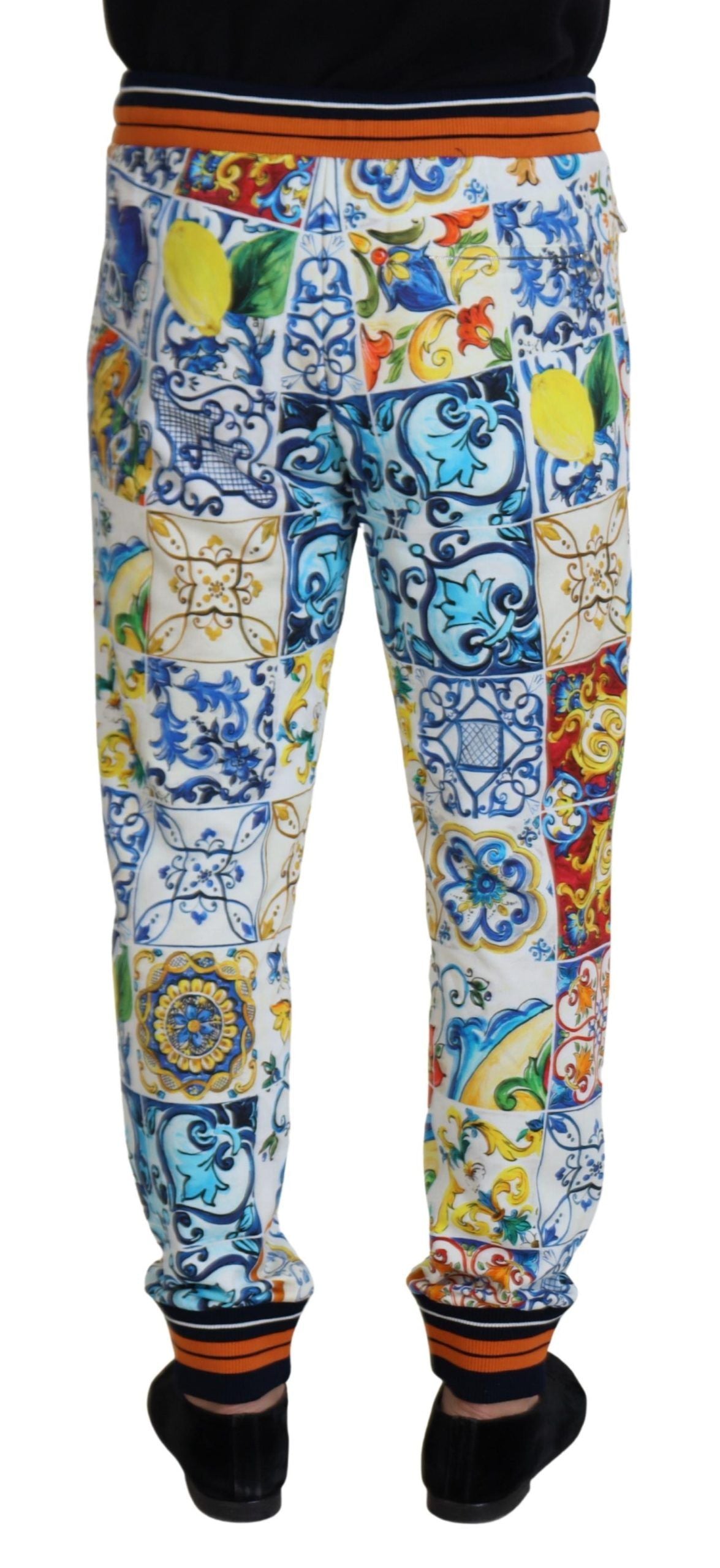 Multicolored Majolica Print Gym Sweatpants