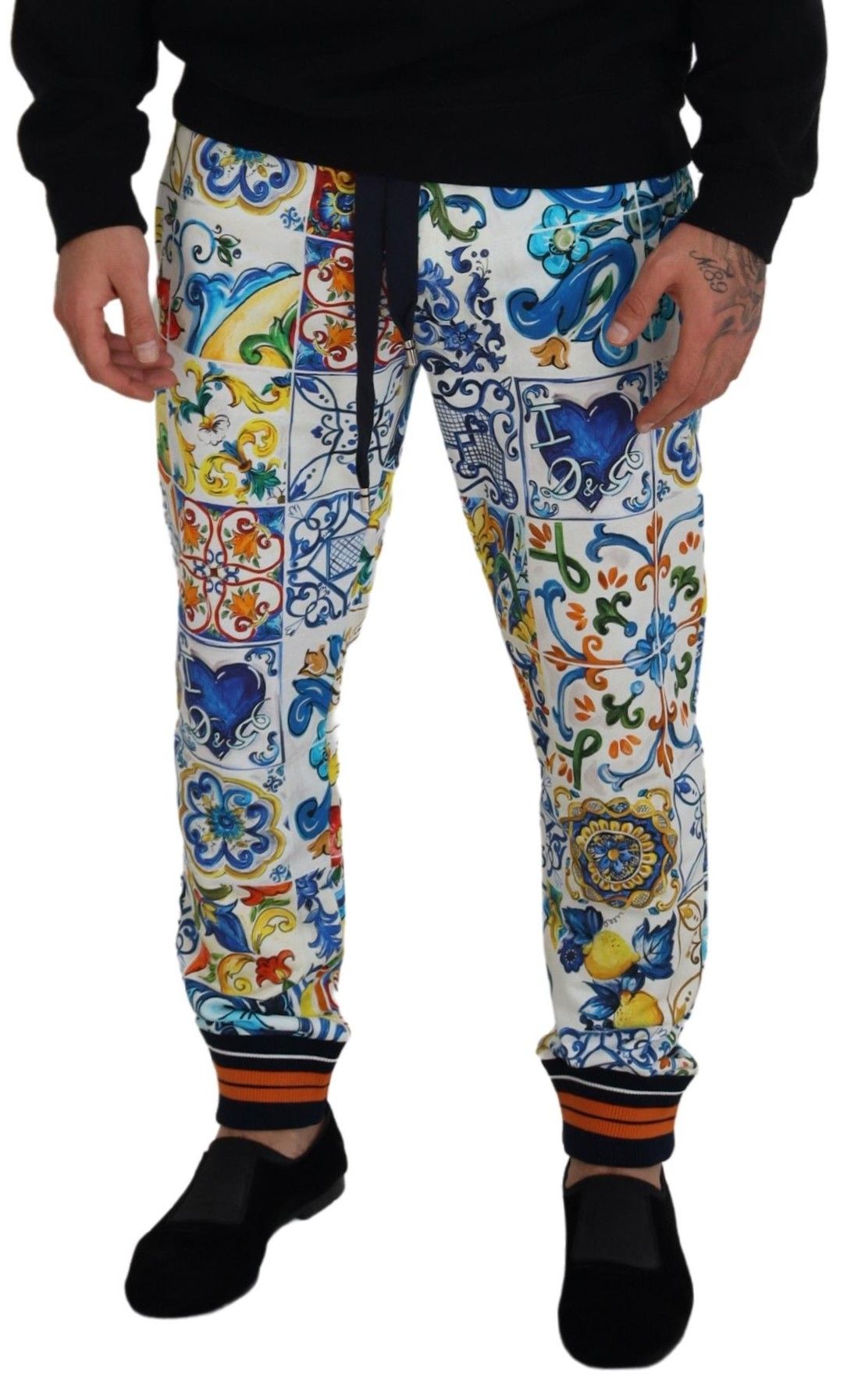 Multicolored Majolica Print Gym Sweatpants