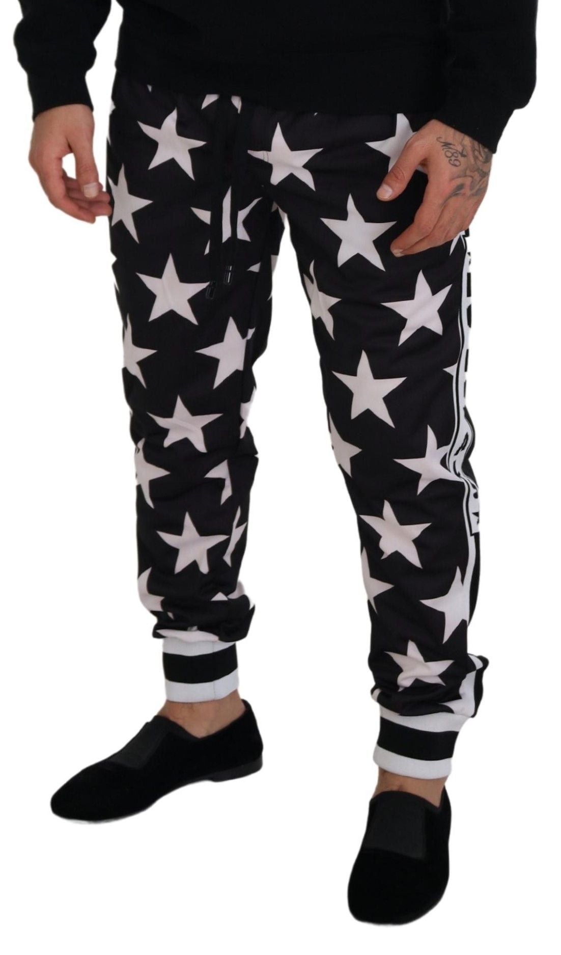 Star Print Casual Sweatpants with Logo Detail