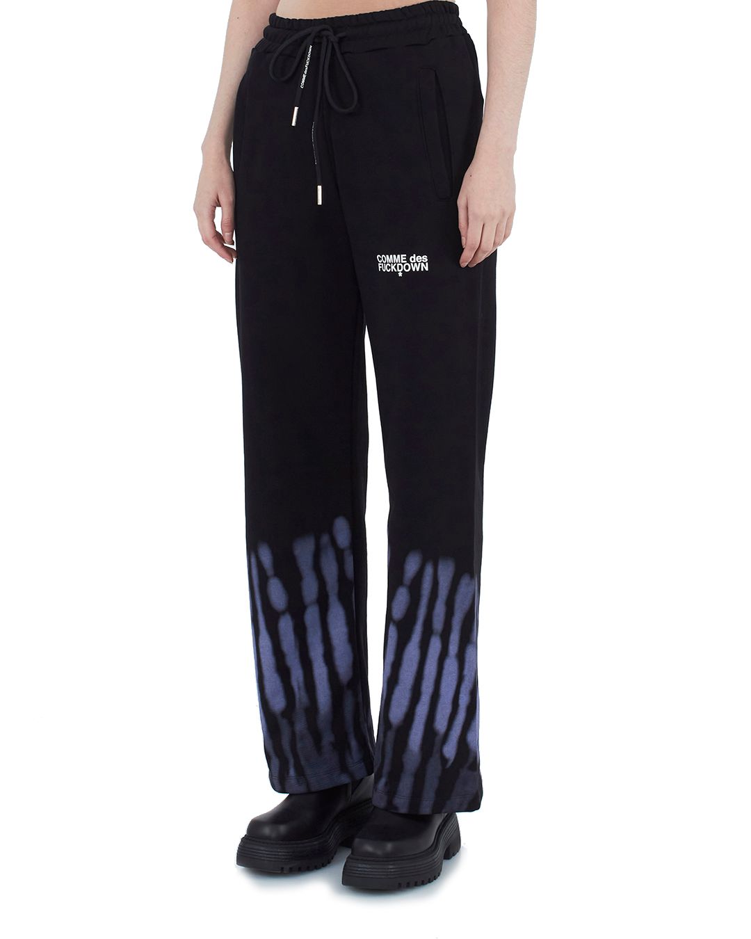 Abstract Print Palazzo Pants with Bold Logo