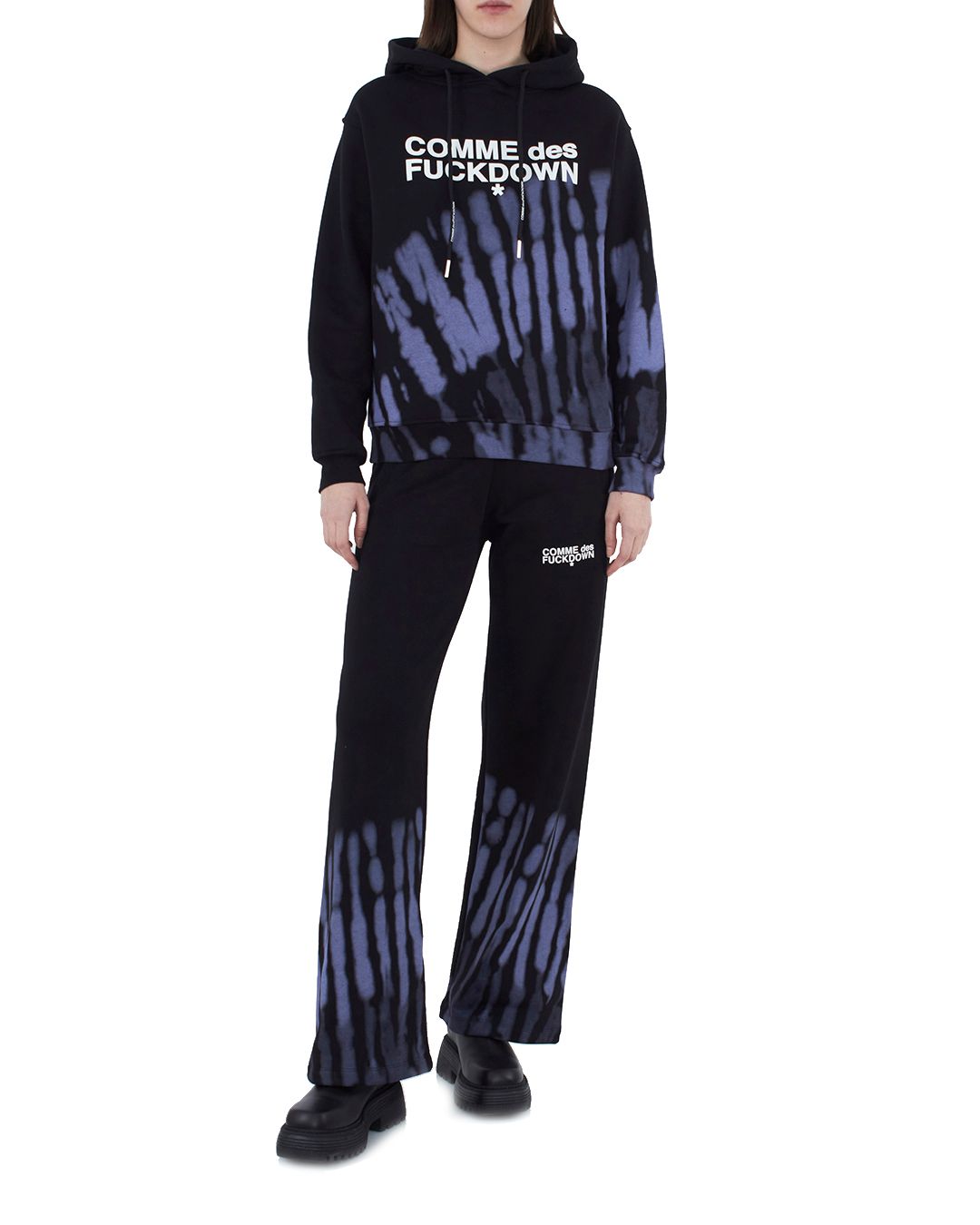 Abstract Print Palazzo Pants with Bold Logo