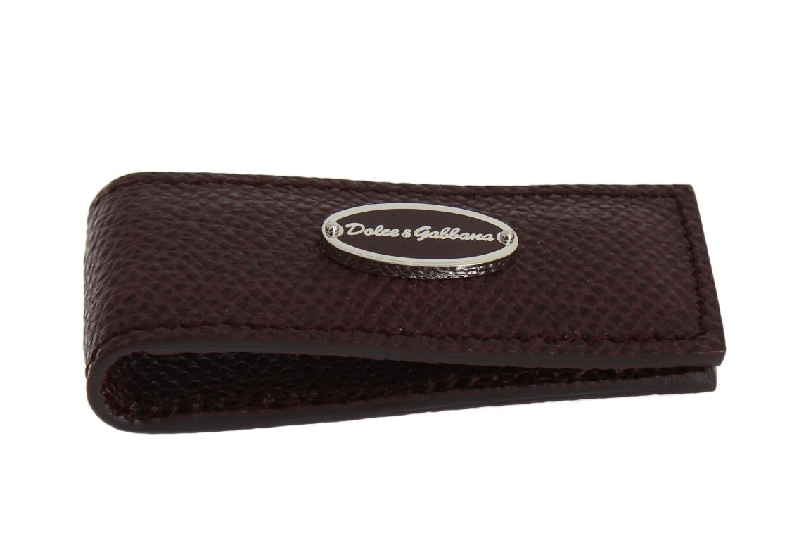 Exquisite Bordeaux Leather Money Clip